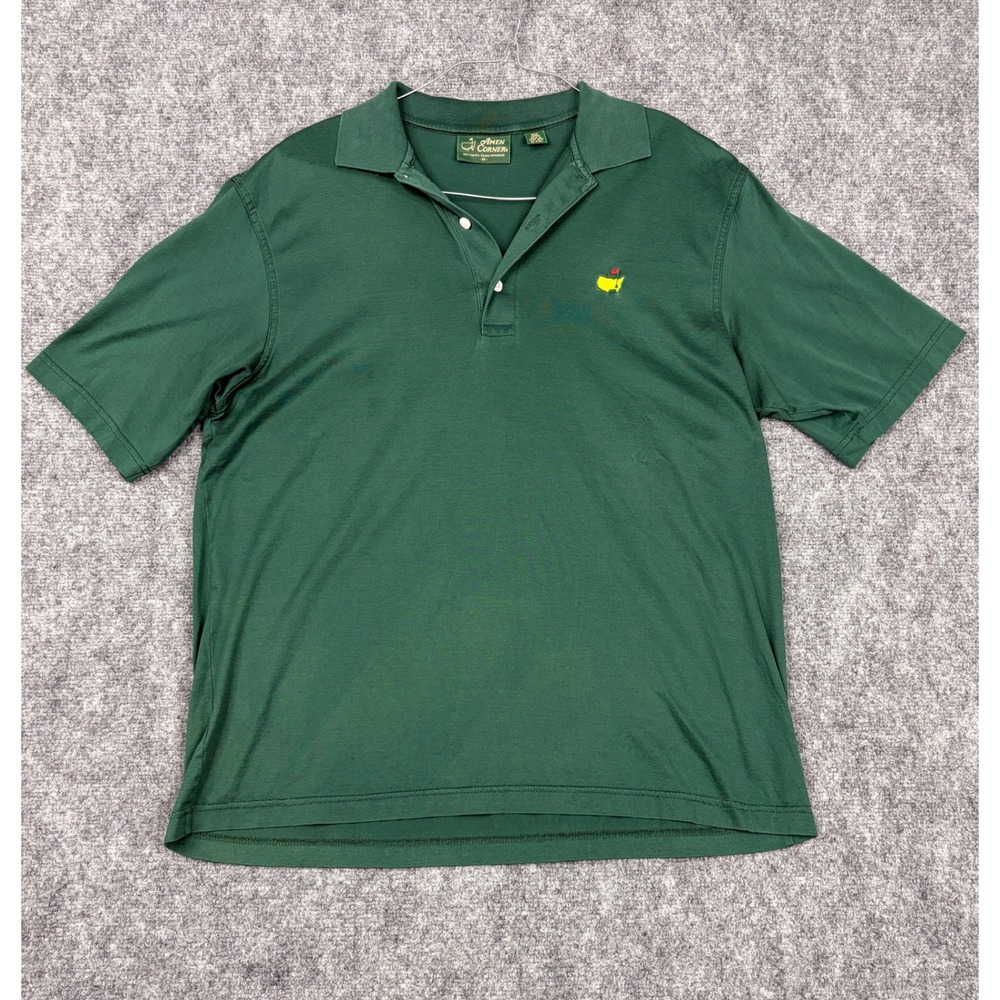 Amen Corner Masters Golf Polo Shirt Mens Medium Green Pima Cotton Short Sleeve
